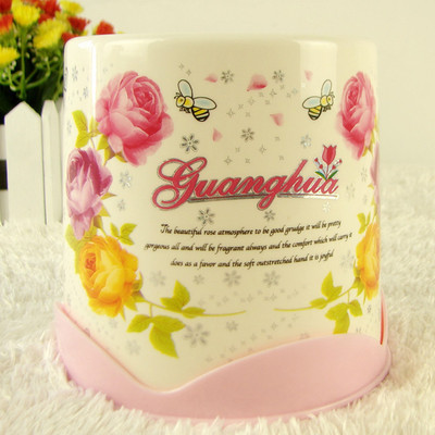 时尚与实用的完美结合 玫瑰花纹立桶塑料卷纸纸巾盒